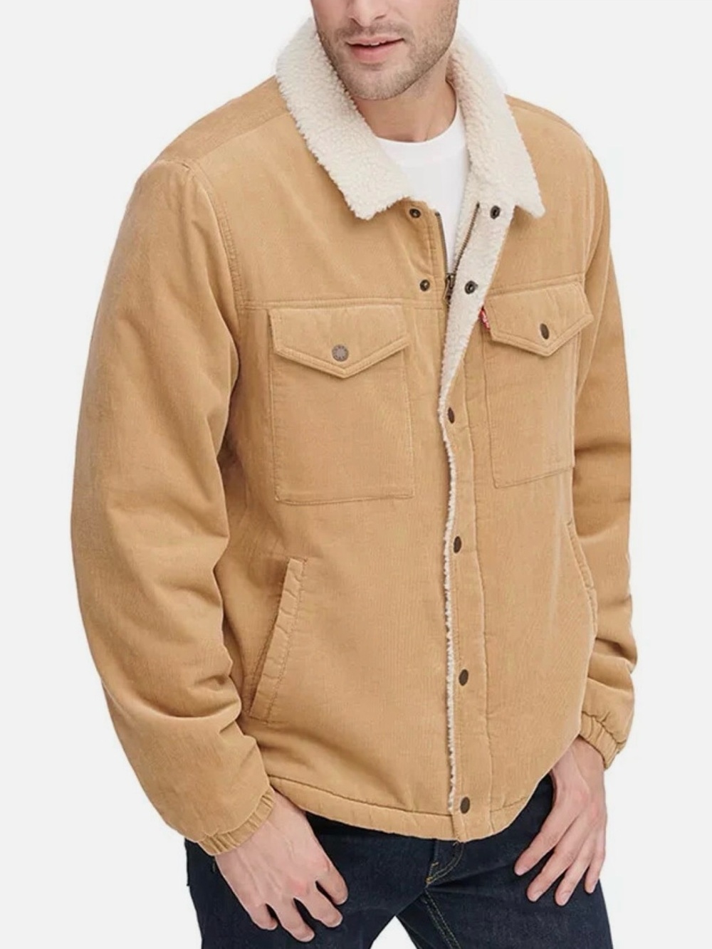 Levi's Mens Corduroy Sherpa Trucker Jacket in Classic Tan